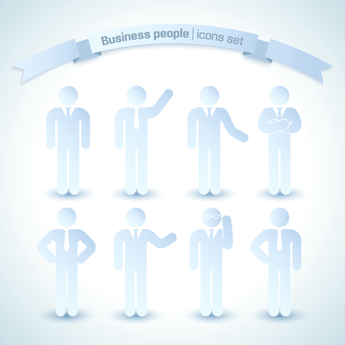 Business people white icons material 01