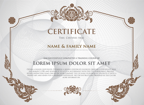 Retro font frame certificate template certificate 
