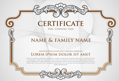 Certificate template with retro frame vector 04