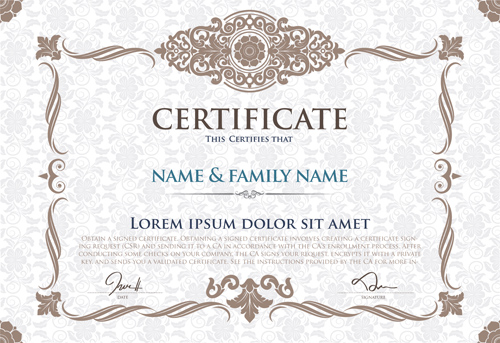 Certificate template with retro frame vector 05