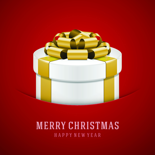 red background gift box christmas background vector 