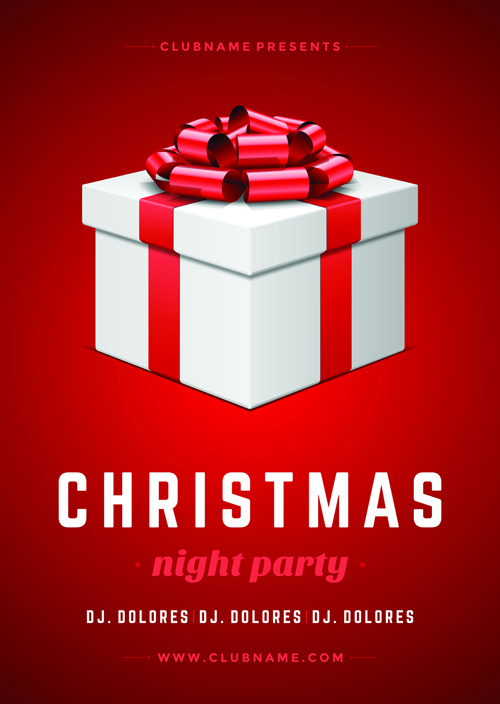 Christmas gift box with red background vector set 02