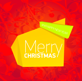 2014 Christmas creative origami background vector 05