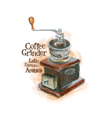 material hand drawn grinder coffee 