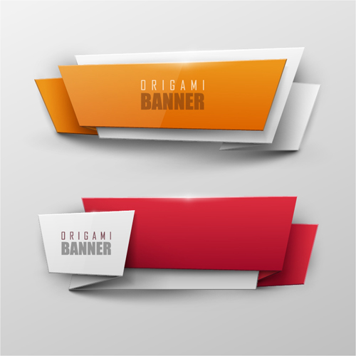 Colored origami banner shiny vector 04