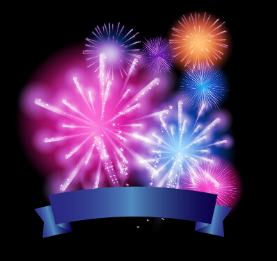 ribbon Fireworks colorful background 
