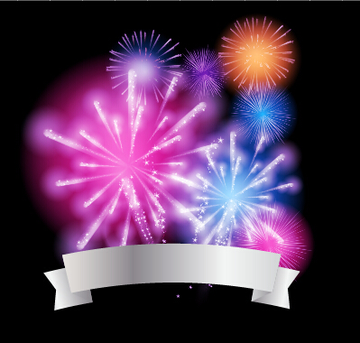 ribbon Fireworks colorful background 