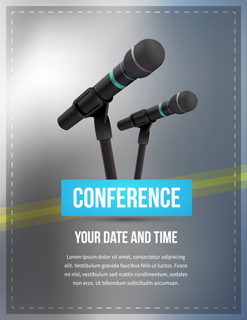 Conference microphones business template vector 04 Conference microphones business template vector 04