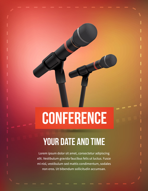 Conference microphones business template vector 05 Conference microphones business template vector 05