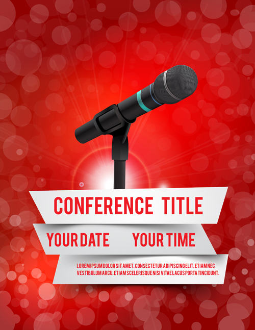 Conference microphones business template vector 07 Conference microphones business template vector 07