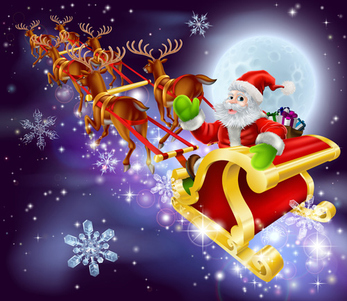 Cute Santa Claus Christmas background vector 04