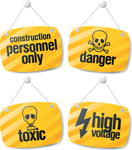 Different Danger Signs vector icons set 06