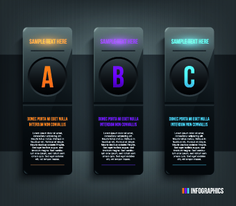 Dark style numbers banners vector 01