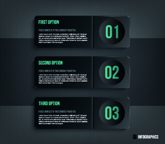 Dark style numbers banners vector 04