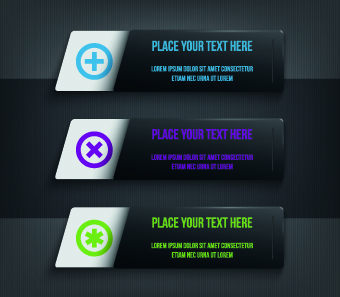 Dark style numbers banners vector 05