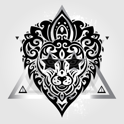 Floral Lions head sign vector set 02 Floral Lions head sign vector set 02