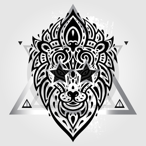 Floral Lions head sign vector set 03 Floral Lions head sign vector set 03