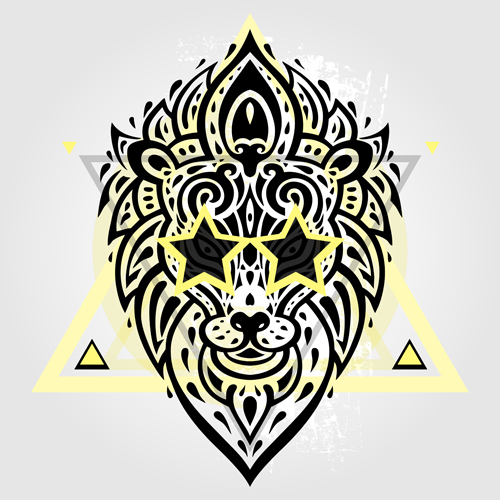 Floral Lions head sign vector set 04 Floral Lions head sign vector set 04