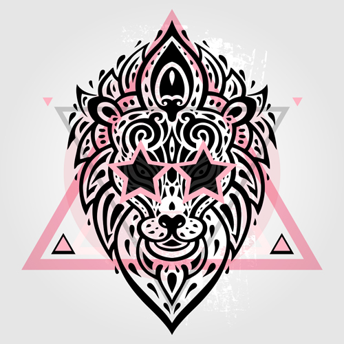 Floral Lions head sign vector set 05 Floral Lions head sign vector set 05