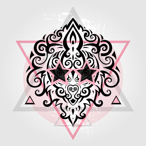 Floral Lions head sign vector set 07 Floral Lions head sign vector set 07
