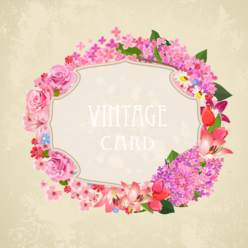 wer frames labels card vector set 04 Flower frames labels card vector set 04