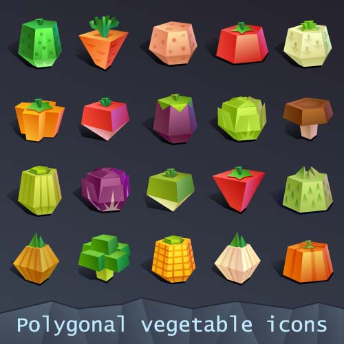 vegetable shapes icons geometric 