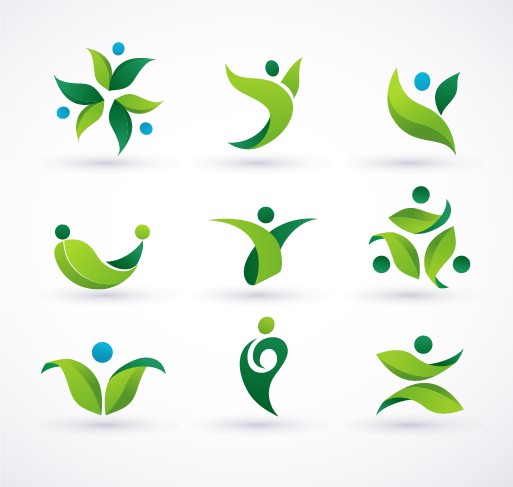 Green ecology logos creative design