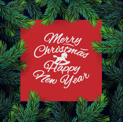 Green needles frame xmas background graphics 02