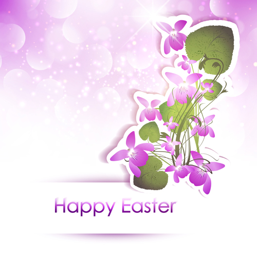 shiny happy flower easter background vector background 
