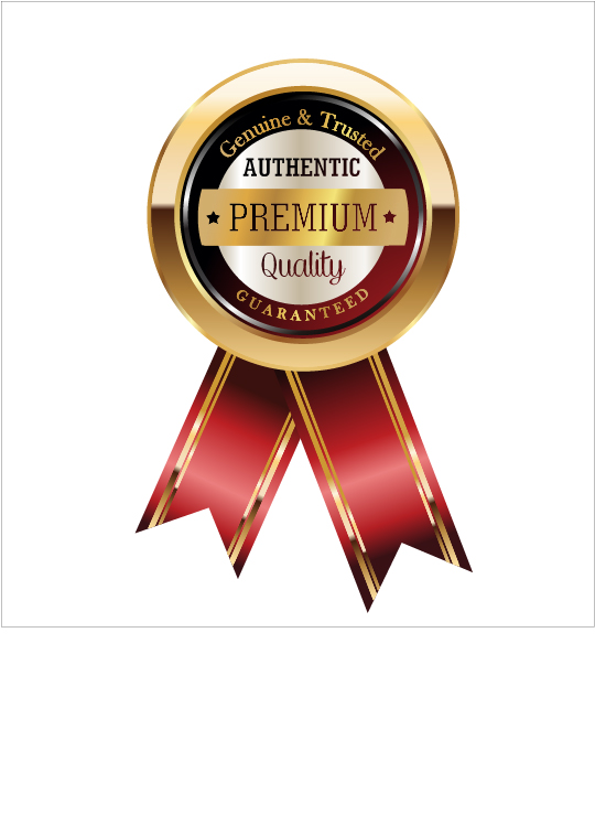 Luxury golden badge with red ribbon vector 02