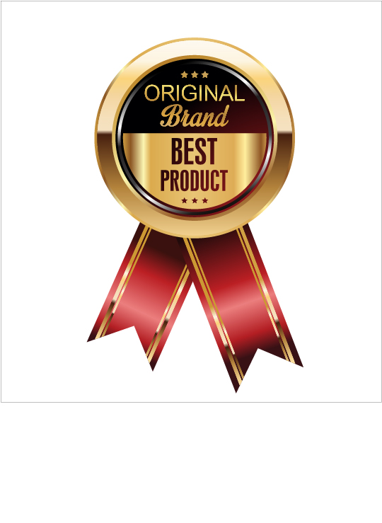 Luxury golden badge with red ribbon vector 04