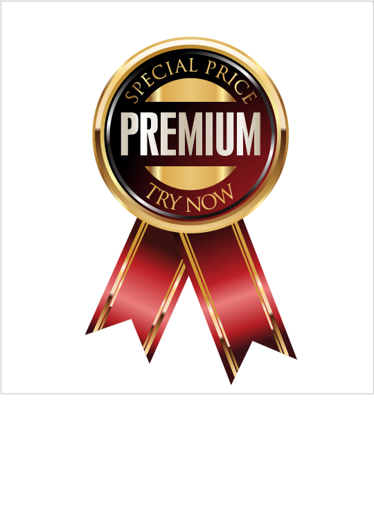 Luxury golden badge with red ribbon vector 05