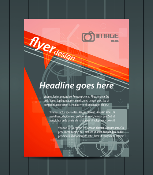 Orange style flyer design vector material 04