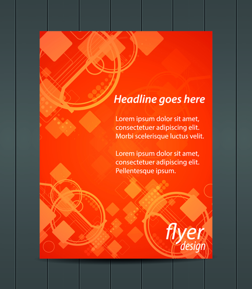 Orange style flyer design vector material 07