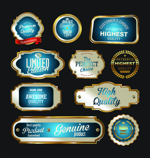 quality premium labels golden badge 