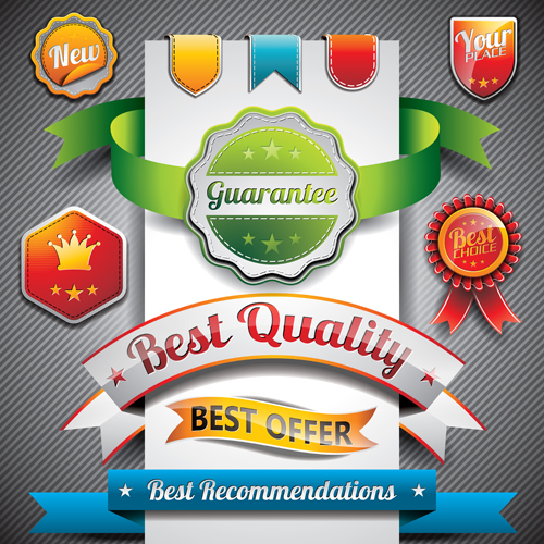 Shiny Quality Labels vector 01