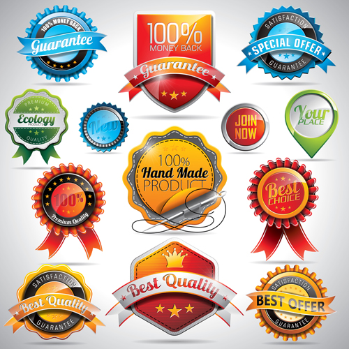 Shiny Quality Labels vector 02