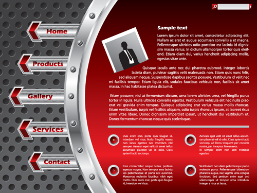Red metallic style web vector template