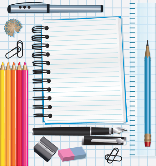 Different School supplies vector graphic set 11