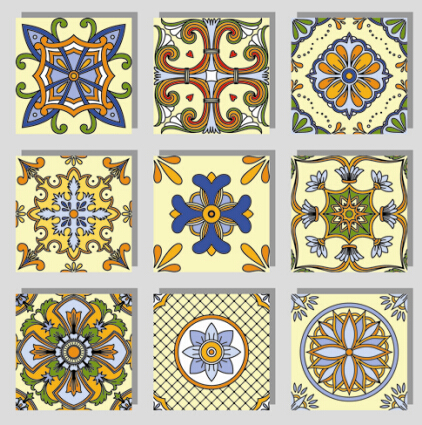 Seamless pattern tile floral vector set 02