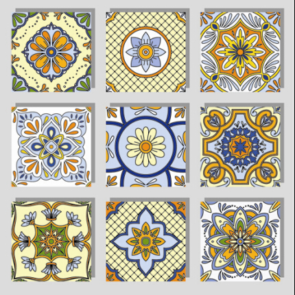 Seamless pattern tile floral vector set 03