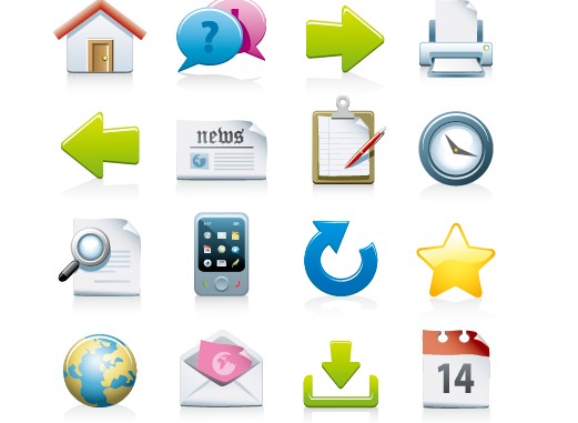 Shiny colored web icons