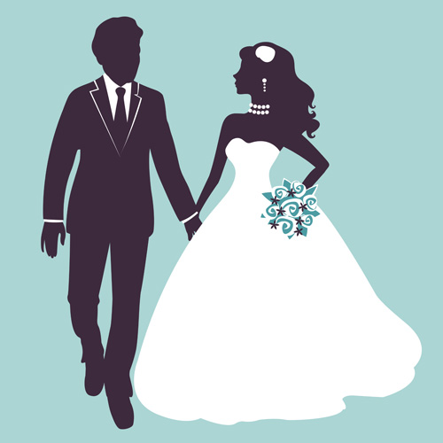 Sina with bride wedding vector silhouettes 01