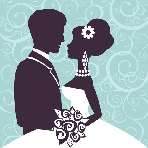 Sina with bride wedding vector silhouettes 03