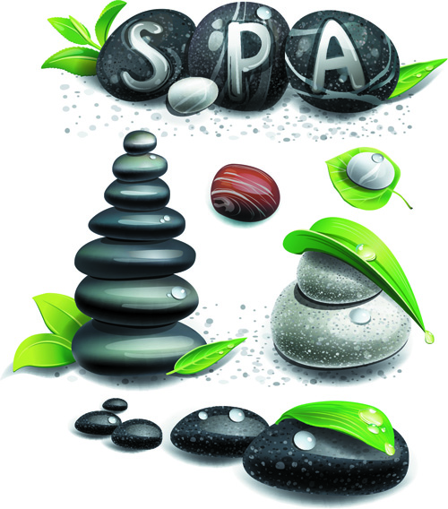 Set of Different Spa design elements vector art 02