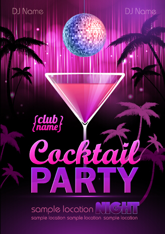 Vector cocktail party poster design graphics set 03