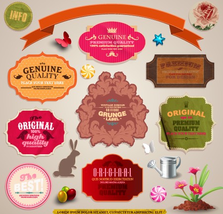 Vintage stickers and labels set 05