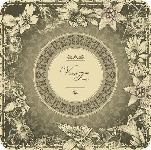 Elements of Vintage Style vector backgrounds 02