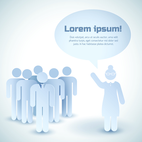White business people with text cloud vector 01