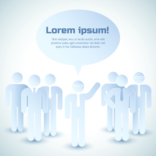 White business people with text cloud vector 04